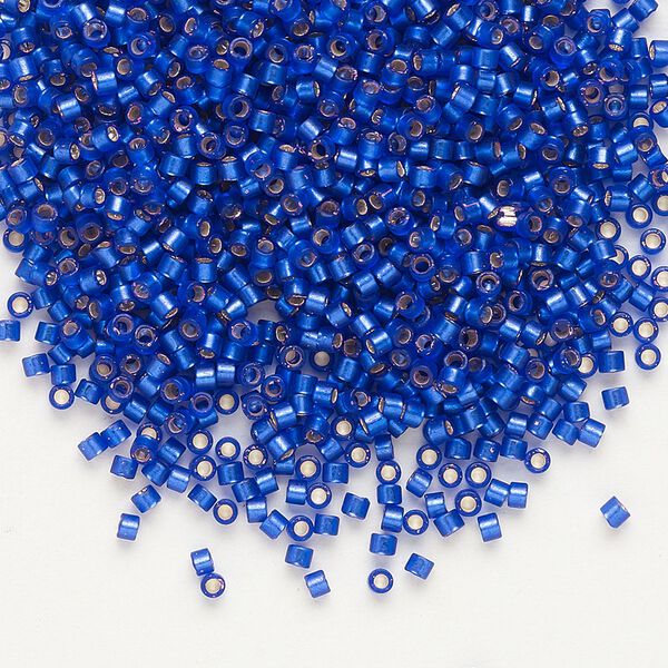 Seed bead, Delica&reg; 1pkg7.5g glass, #11 round, translucent semi-matte silver-lined dark blue / outside dyed (DB-0696) image number 0