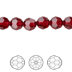 Bead 144pk scarlet, Crystal Passions&reg; 8mm round 5000