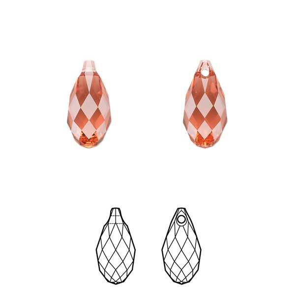 Briolette 144pk padparadscha, Swarovski&reg; 13x6.5mm pendant drop 6010 image number 0