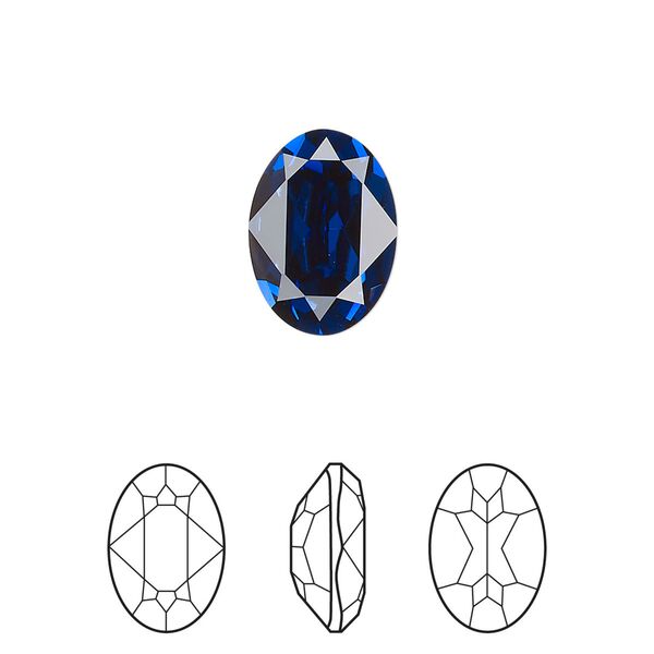 Fancy stone 144pk dark sapphire foil back, Swarovski&reg; ReCreated&trade; 14x10mm oval 4120 image number 0