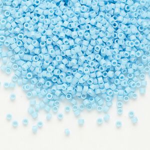Seed bead, Delica&reg;, glass, pkg/7.5g, #11 round, opaque matte rainbow light blue (DB-0879).