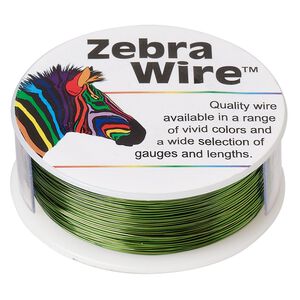 Wire, Zebra Wire&trade;, color-coated copper, green, round, 28 gauge. Sold per 1/4 pound spool, approximately 164 yards.