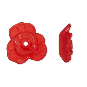 Component, acrylic, frosted red, 21x8mm flower. Sold per pkg of 50.
