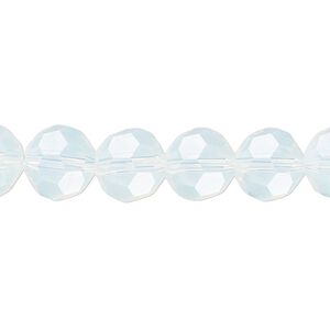 Bead 1pk 32 facets translucent clear frosted, Celestial Crystal&reg; 10mm round 15.5-16 inch
