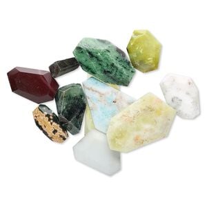 Multi-gemstone 1pkg0.25lb, faceted freeform bead mix 15x10mm-50x30mm