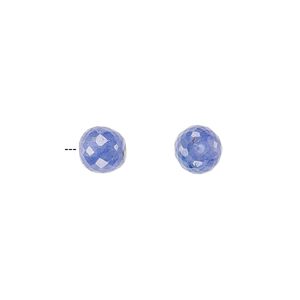Tanzanite 1pkg1, half-drilled faceted round bead 6mm