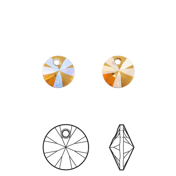 Drop 1pkg144 dark orange TCF&trade;, Swarovski&reg;, 8mm pendant mini round disc 6428 image number 0