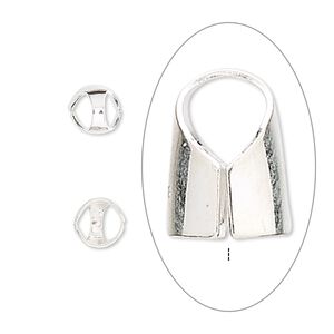 Cord end glue-in 1pkg4 sterling silver, 9x6mm / 5mm inside diameter