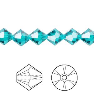 Bead 288pk blue zircon, Swarovski&reg; 8mm XILION bicone 5328