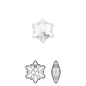 Drop 2pk crystal, Crystal Passions&reg; 14mm pendant edelweiss 6748