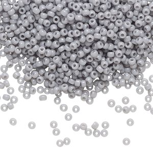 Seed bead, Miyuki, glass, pkg/250g, #11 rocaille, opaque ghost grey, (RR-498).