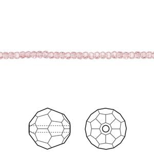 Bead 36pk light rose, Crystal Passions&reg; 2mm round 5000