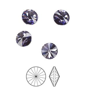 Chaton 144pk tanzanite foil back, Preciosa MAXIMA Czech crystal rhinestone 8.16-8.41mm rivoli SS39