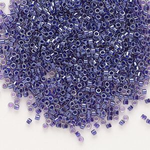Seed bead, Delica&reg;, glass, pkg/7.5g, #11 round, translucent amethyst-lined luster crystal clear (DB-0923).