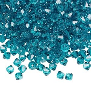 Bead 720pk blue zircon, Preciosa Czech crystal 4mm bicone