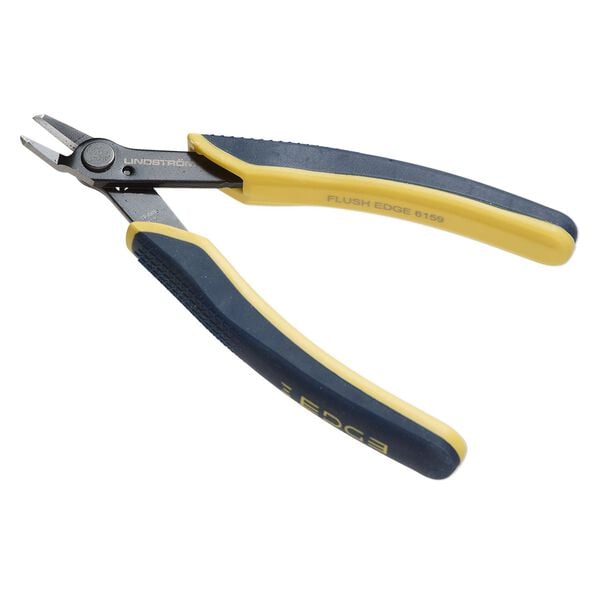 Pliers, Lindstrom&reg; Edge series, flush-cutter, alloyed steel and plastic, ergonomic handle with, blue and yellow, 5-1/4 inches. Sold individually. image number 0