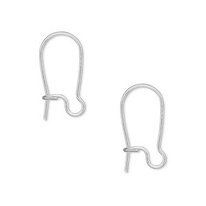 Ear wire kidney 1pkg100 silver-plated, 18mm / open loop, 21 gauge brass 50 pair