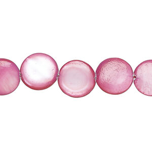 Mother-of-pearl shell 1pkg1, puffed flat round bead 15 inch mulberry 11-12mm