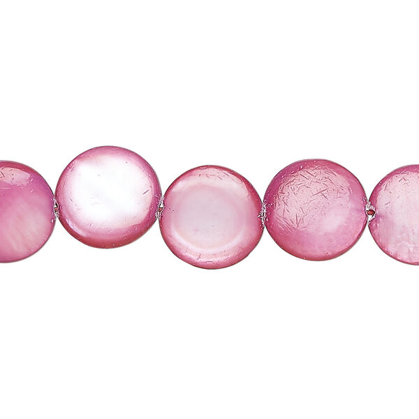 Mother-of-pearl shell 1pkg1, puffed flat round bead 15 inch mulberry 11-12mm image number 0