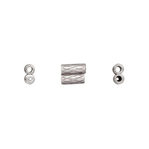 Clasp slide 1pkg2 sterling silver, 7.5x6mm double-round tube / fits 1.5mm cord, antiqued JBB Findings 1-strand