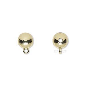 Bead 1pkg10 gold-finished "pewter", 8mm round / closed loop