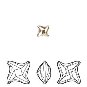 Fancy stone 2pk crystal golden shadow foil back, Crystal Passions&reg; 6mm twister 4485