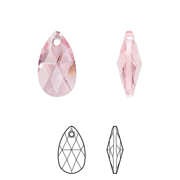 Drop 144pk light rose, Swarovski&reg; 16x9mm pendant pear 6106 image number 0