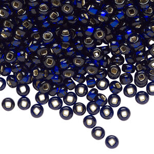 Seed bead, glass, pkg/50g, #6 rocaille, opaque cobalt blue.