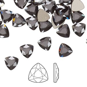 Flat back 6pk graphite foil back, Crystal Passions&reg; 7mm trilliant 2472