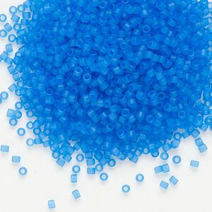 Seed bead, Delica&reg; 1pkg50g glass, #11 round, translucent matte Capri blue crystal blue / outside dyed (DB-0787)