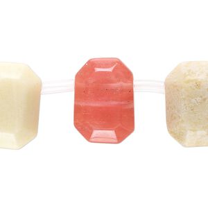 Multi-gemstone / glass 1pkg1, top-drilled faceted octagon bead 15.5-16 inch 18x13mm