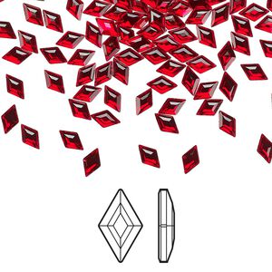 Flat back 288pk light Siam foil back, Swarovski&reg; 5x3mm diamond 2773