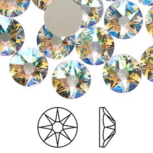 Flat back 96pk crystal shimmer foil back, Swarovski&reg; 10.912-11.304mm rose round SS48 2088