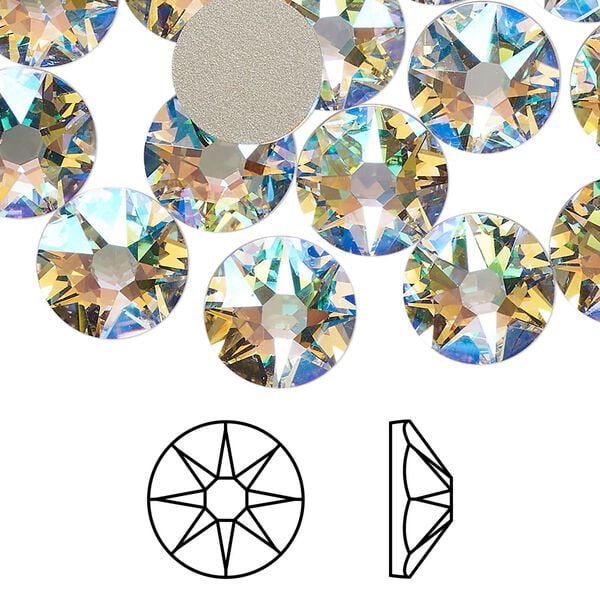 Flat back 96pk crystal shimmer foil back, Swarovski&reg; 10.912-11.304mm rose round SS48 2088 image number 0