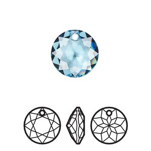 Drop 24pk aquamarine, Swarovski&reg; 14mm pendant classic cut 6430