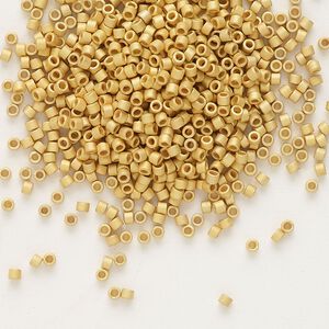 Seed bead, Delica&reg;, glass, pkg/50g, #11 round, opaque matte 24Kt gold-plated (DB-0331).