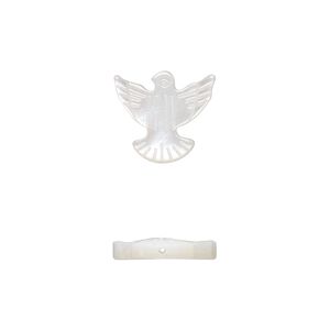 Mother-of-pearl shell 1pkg1, vertical-drilled bird bead 13.5x13mm