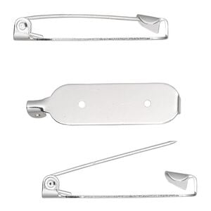 Pin back 1pkg10 silver-plated, 1.25 inch oval, steel