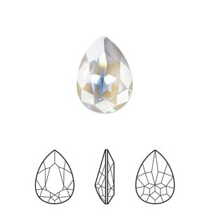 Fancy stone 1pk crystal serene gray DeLite, Crystal Passions&reg; 14mm pear 4320