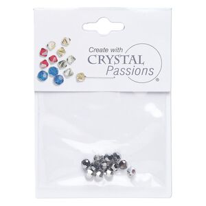 Bead 12pk chrome, Crystal Passions&reg; 4mm round 5000