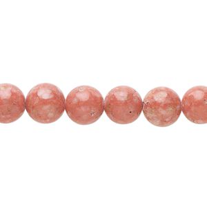 Multi-gemstone / mother-of-pearl shell / resin 1pkg1, round bead 15 inch salmon 7-9mm