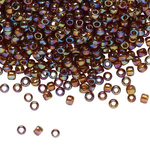 Seed bead, TOHO BEADS&reg;, glass, pkg/7.5g, #8 round, translucent rainbow smoky topaz (TR-08-177).
