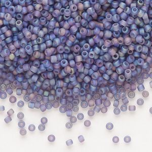 Seed bead, Dyna-Mites&trade;, glass, pkg/1/2kg, #11 round, translucent frosted rainbow purple, (11FAB 11/0 RR).