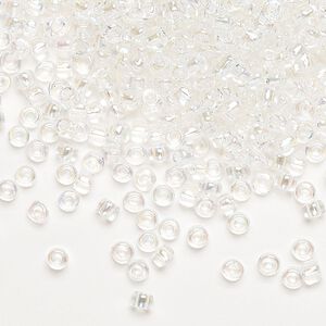 Seed bead, Dyna-Mites&trade;, glass, transparent rainbow clear, #8 round. Sold per 40-gram pkg.
