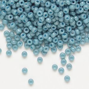 Seed bead, Miyuki, glass, pkg/50g, #8 rocaille, Duracoat&reg; opaque outside dyed moody blue, (RR-4479).