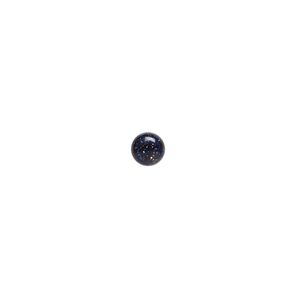 Cabochon, blue goldstone (glass) (man-made), 5mm calibrated round. Sold per pkg of 10.