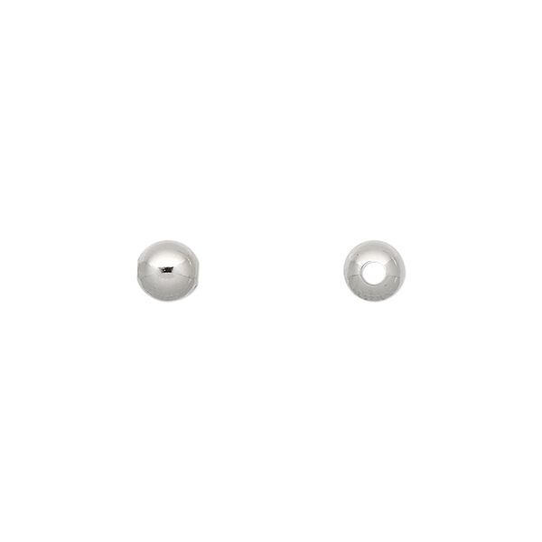 Bead 1pkg100 imitation nickel-plated, 5mm round, brass image number 0