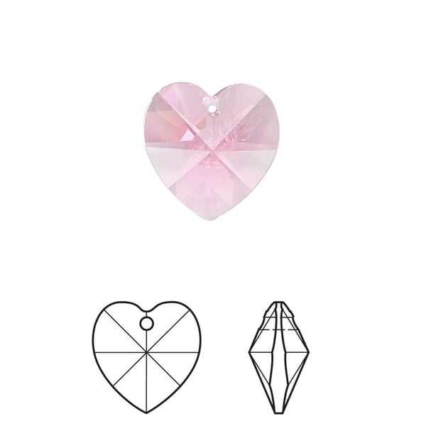 Drop 24pk rose, Crystal Passions&reg; 14mm pendant heart 6228 image number 0