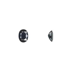Blue sapphire 1pkg1, hand-cut faceted oval gem 7x5mm