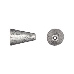 Cone, TierraCast&reg;, "Hammertone" collection, pewter (tin-based alloy), 15x10mm hammered, 7.2mm inside diameter. Sold per pkg of 10.